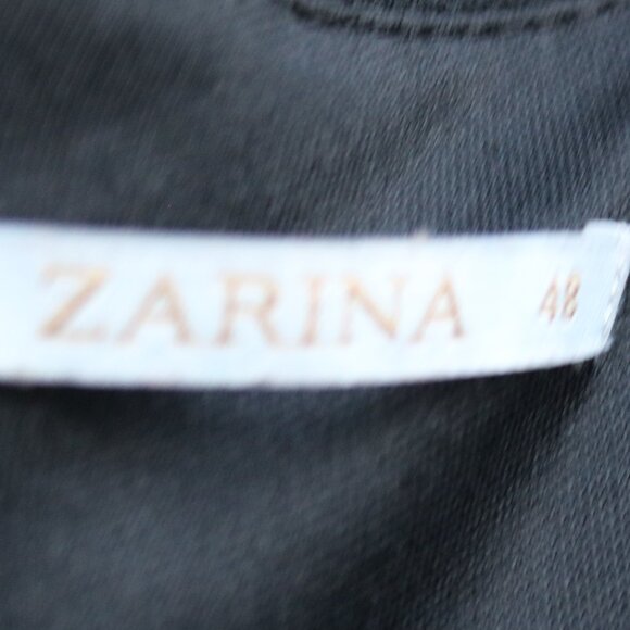 Zarina Black Slight V-Neck Stretch Crepe Shortsleeve A-Line Dress Sz 42 (US 12) - Picture 7 of 8